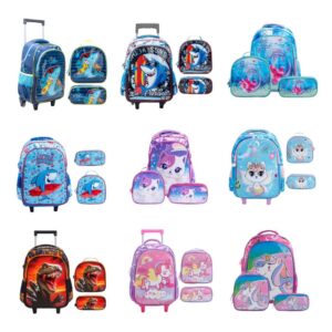 Mochila Infantil de Rodinhas Menino Menina Escolar Resistente Bolsa