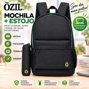 Mochila Ozil Escolar Notebook 15,6” Faculdade Trabalho Reforçada 19L