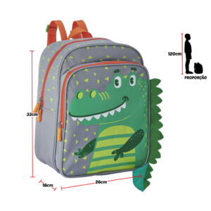 Mochila Porco Espinho Elefante Jacaré Resistente Menino Leve Escolar