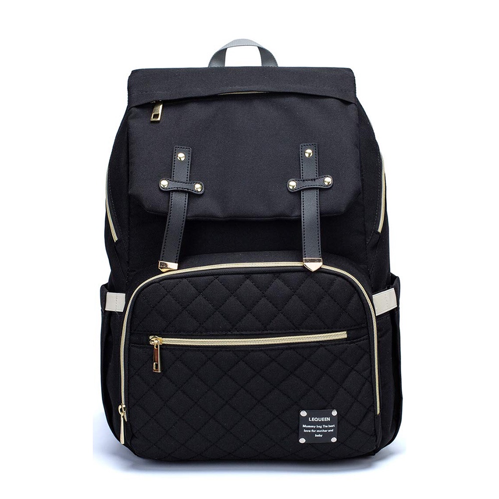 Mochila Preta Bolsa Saída Maternidade Lequeen Bebê Bolso Térmico