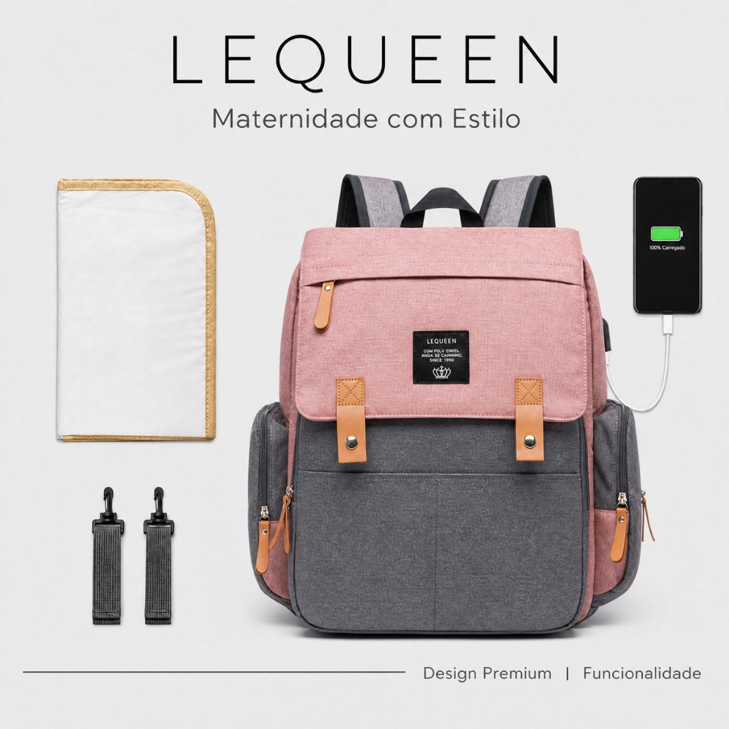 Mochila Saída Maternidade Unissex Lequeen Bebê — Bolsas e Mochilas