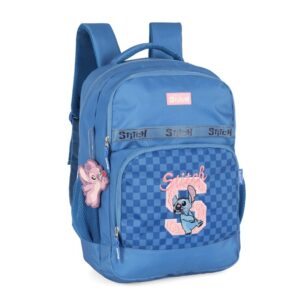 Mochila Stitch Azul Xadrez Luxcel Oficial Disney