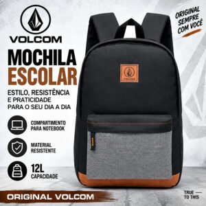 Mochila Volcom Escolar Notebook Faculdade Trabalho Reforçada Original