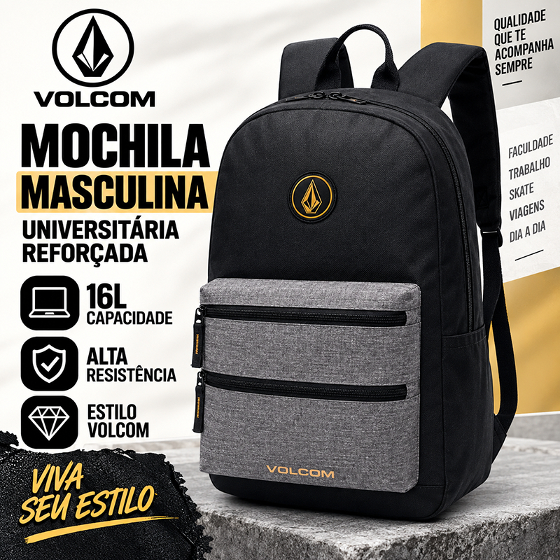 Mochila Volcom Masculina Universitária Escolar Trabalho Viagem — Bolsas e Mochilas