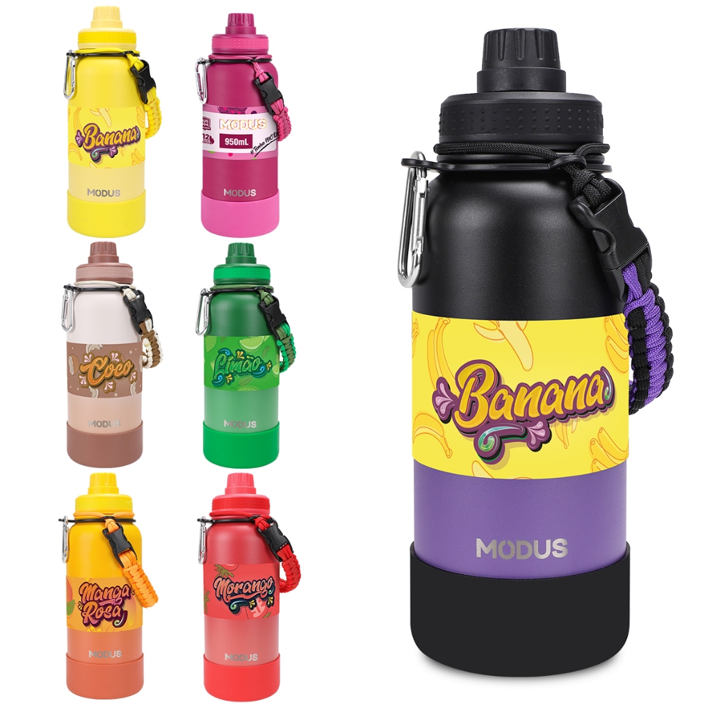 Modus Garrafa Térmica 1000ml Aço Inoxidável Com Alça Paracord com