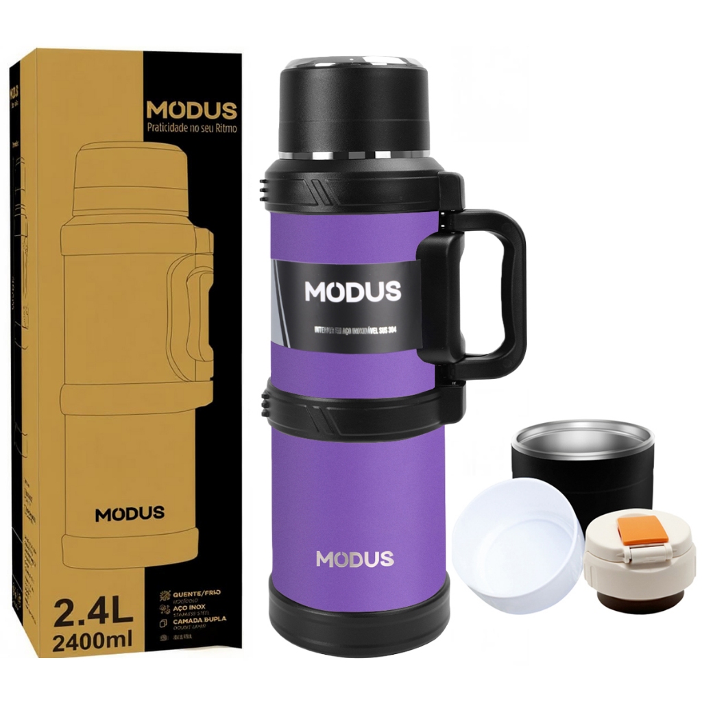 Modus Garrafa Térmica 2,4L Aco Lnox Acampamento E Trilhas