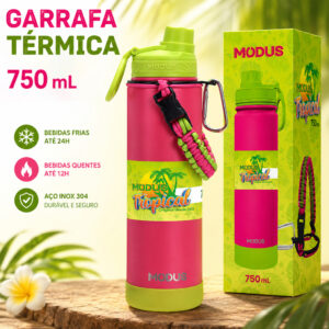 Modus Garrafa Térmica 750ml Inox com Alça Quente Frio Com Isolamento