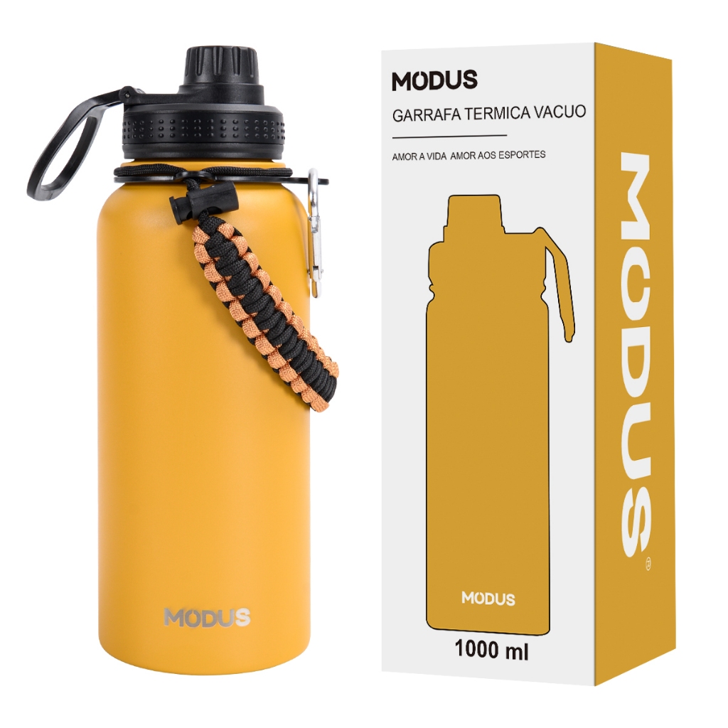 Modus Garrafa Térmica De Água Isolada 1000ml De Aço Inox Com Alça