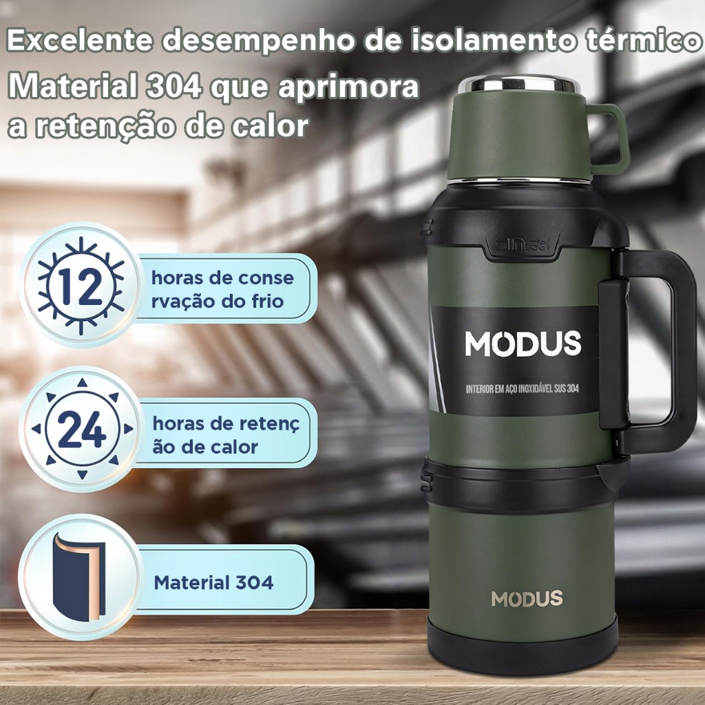 Modus Garrafa Térmica Galão Térmico 3.6L Aço Inoxidável Para Camping — Cozinha e Utensílios