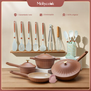 Mollycook Jogo Panelas Kit 12 17 Peças Alumínio Antiaderente