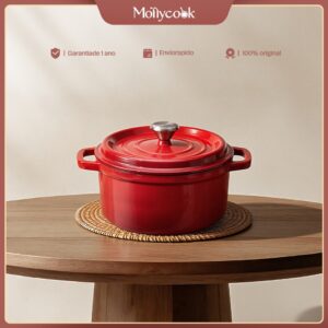 Mollycook Panela Antiaderente Caçarola Ferro Fundido Esmaltado Fogão