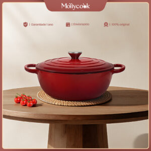 Mollycook Panela Caçarola De Ferro Esmaltado 26cm Fogão De Indução e