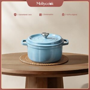 Mollycook Panela Caçarola De Ferro Fundido Esmaltado 22 24cm Premium
