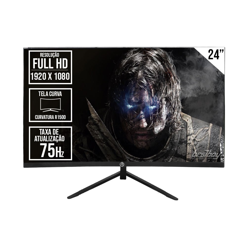 Monitor Curvo LED Brazilpc 24" Full HD 75HZ Preto