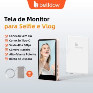 Monitor de selfie sem fio Bettdow para vlogs com iPhone e Android