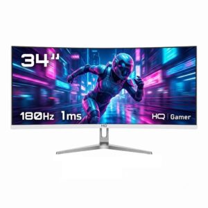 Monitor Gamer HQ 34″ Branco Curvo 1ms, 180Hz, UltraWide 3440×1440 Amd