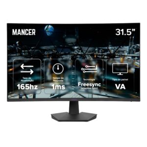 Monitor Gamer Mancer Valak UZ3, 31.5 Pol, VA, Curvo, FHD, 1ms, 165Hz — Informática