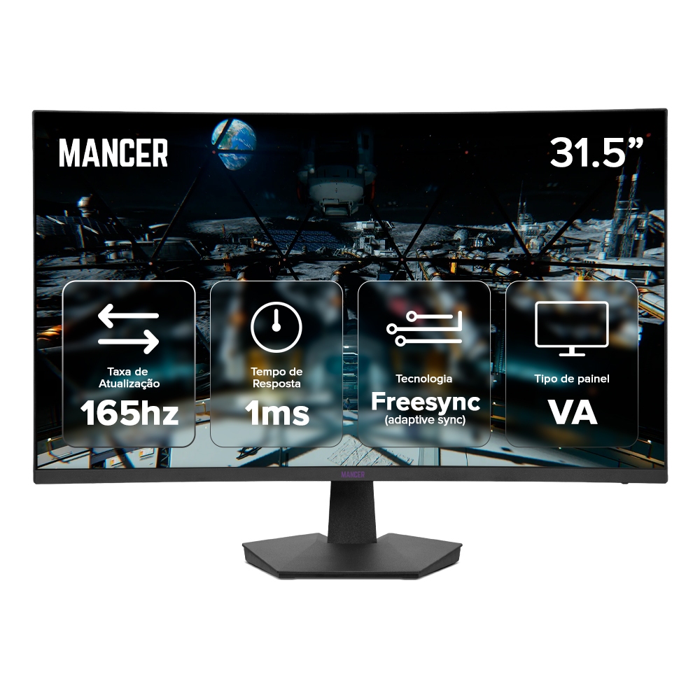 Monitor Gamer Mancer Valak UZ3, 31.5 Pol, VA, Curvo, FHD, 1ms, 165Hz — Informática