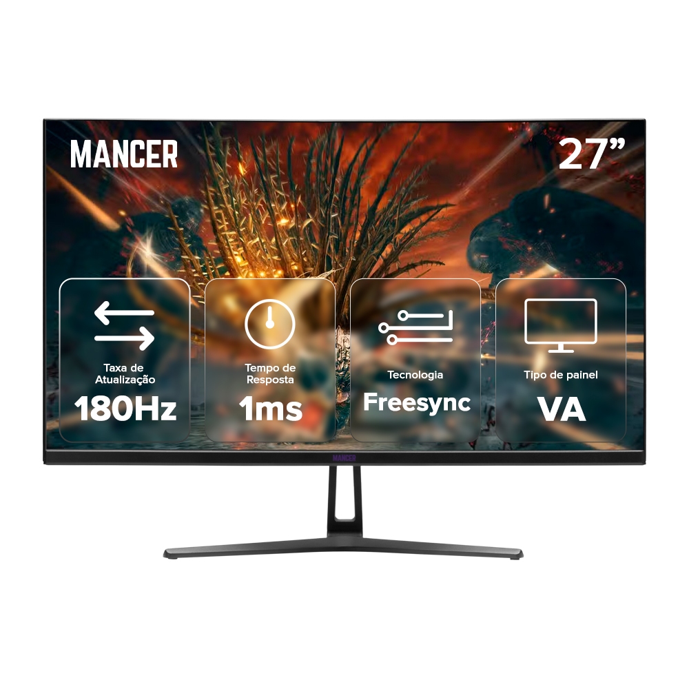 Monitor Gamer Mancer Valak VX3, 27 Pol, VA, Curvo, 2K, 1ms, 180Hz