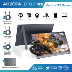 Monitor Gamer Portátil Arzopa 16.1″ 1080P, 144Hz, 106% sRGB, Hdr
