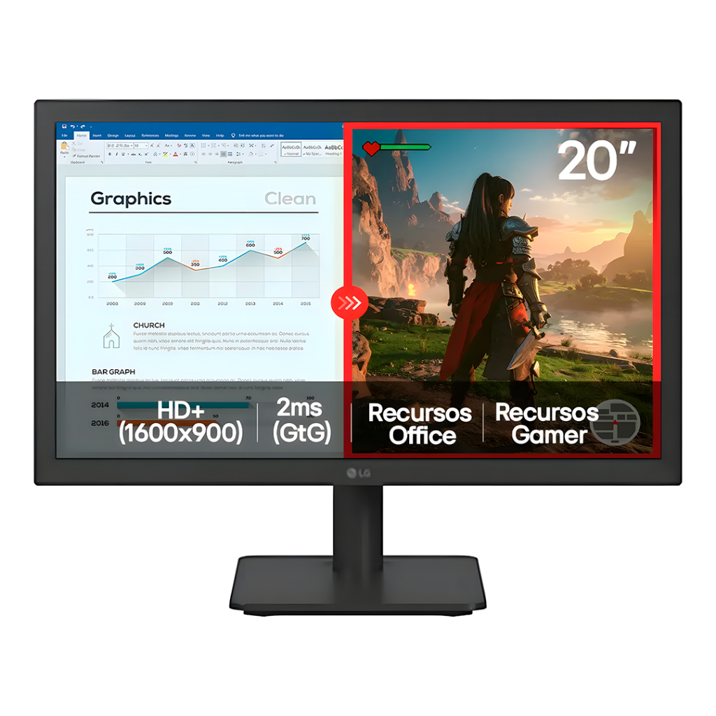 Monitor LG 20" Led Hd+ 75hz 2ms Hdmi Vga LG Switch 15W