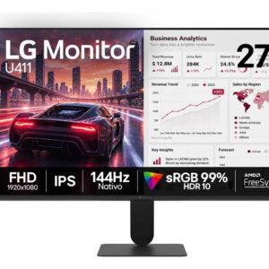 Monitor LG FHD Gamer Office tela Ips 27”, 1ms 144Hz Nativo, FreeSync
