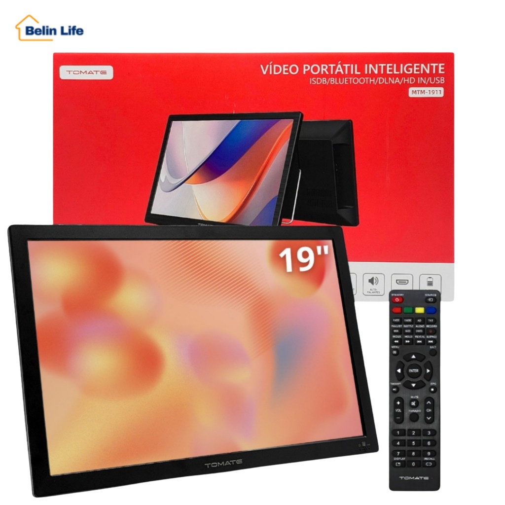 Monitor TV Inteligente 19 Pol Recarregável 5000mAh Hdmi Bluetooth