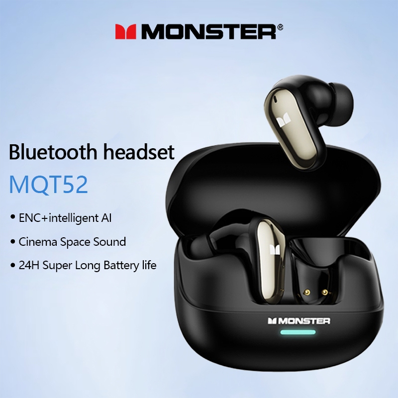 Monster MQT52 Fone De Ouvido Bluetooth Gamer Sem Fio Com Redução De — Áudio e Fones