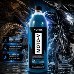 Moto V 1,5L Vonixx Lava Motos Shampoo Desengraxante para Diluir Lava