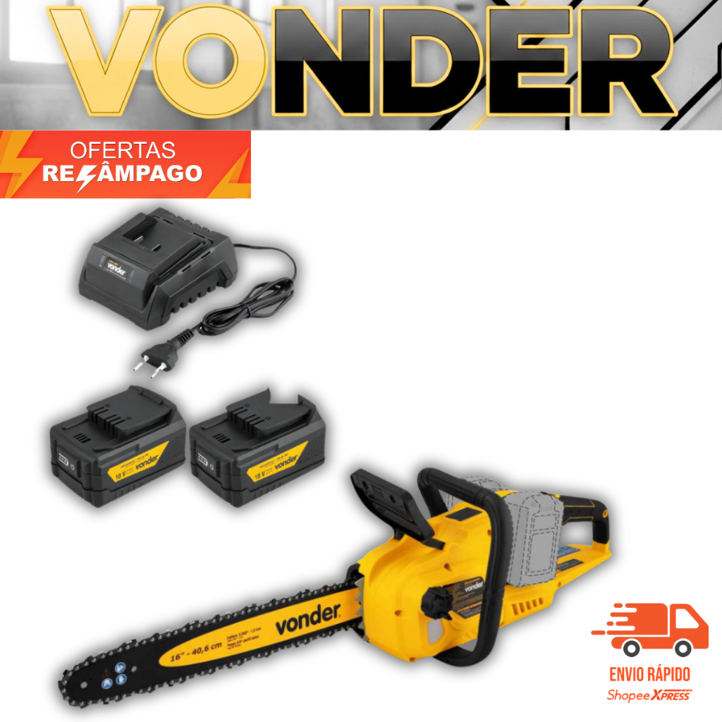 Motosserra Com 2 Baterias 1 Carregador Vonder Bivolt IMSV1853B 4Ah