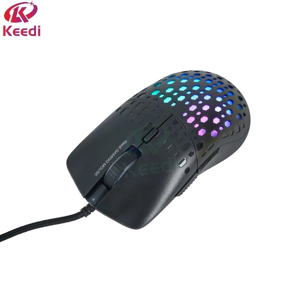 Mouse Colmeia Óptico Gamer com Fio RGB Keedi 1600 3200 6400dpi — Informática