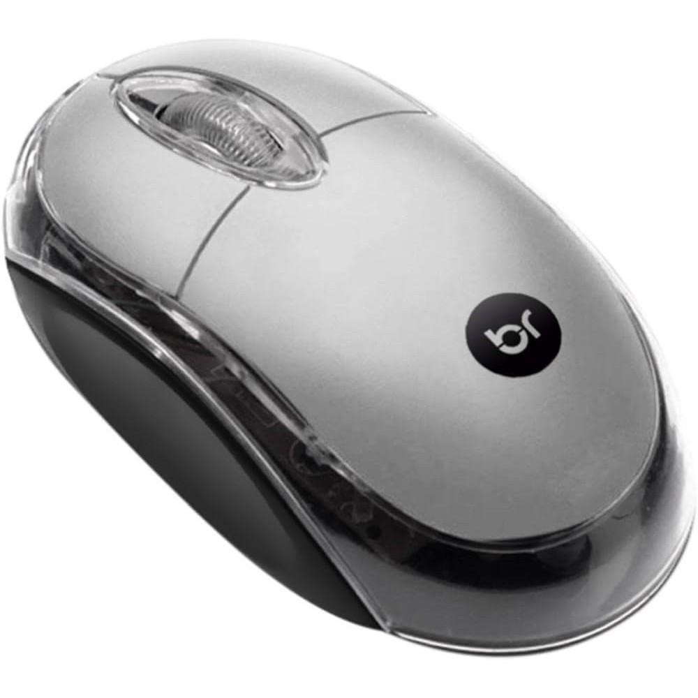 Mouse com Fio Bright USB Básico Prata 107