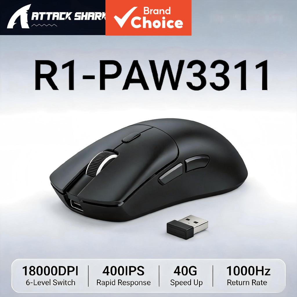 Mouse de Jogo Attack Shark R1 400IPS 40G Aceleração Huyu 80 Milhões