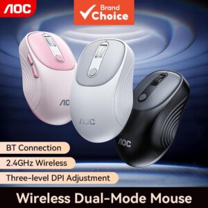 Mouse Ergonômico Aoc de Modo Duplo Conexão Bluetooth Sem Fio 2,4 GHz