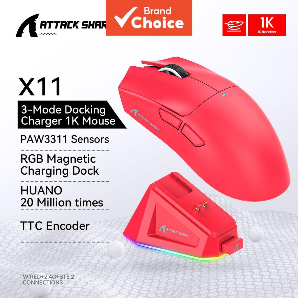 Mouse Gamer Attack Shark Leve, PAW3311, 3 modos RGB recarregável — Informática