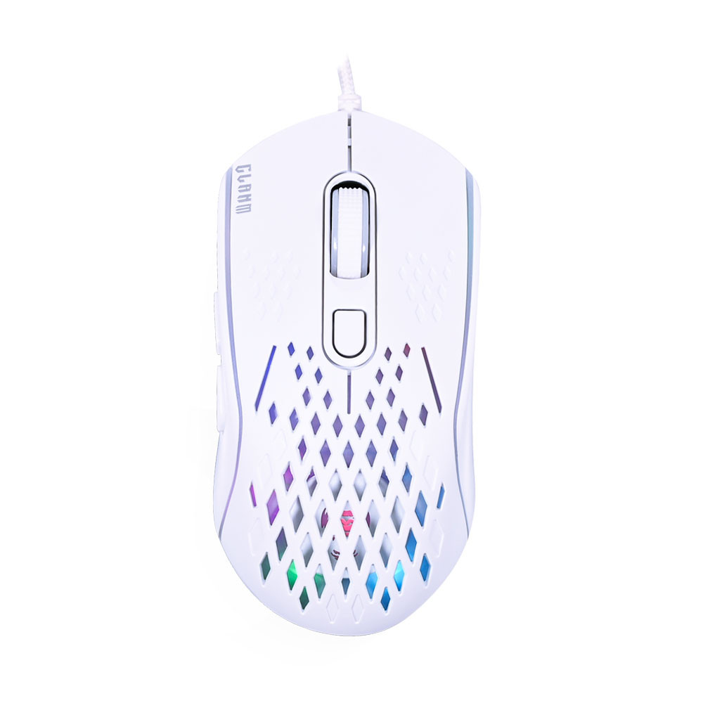 Mouse Gamer Clanm Slits V2, RGB, 7200 DPI, 7 Botoes, Branco, Snow — Informática