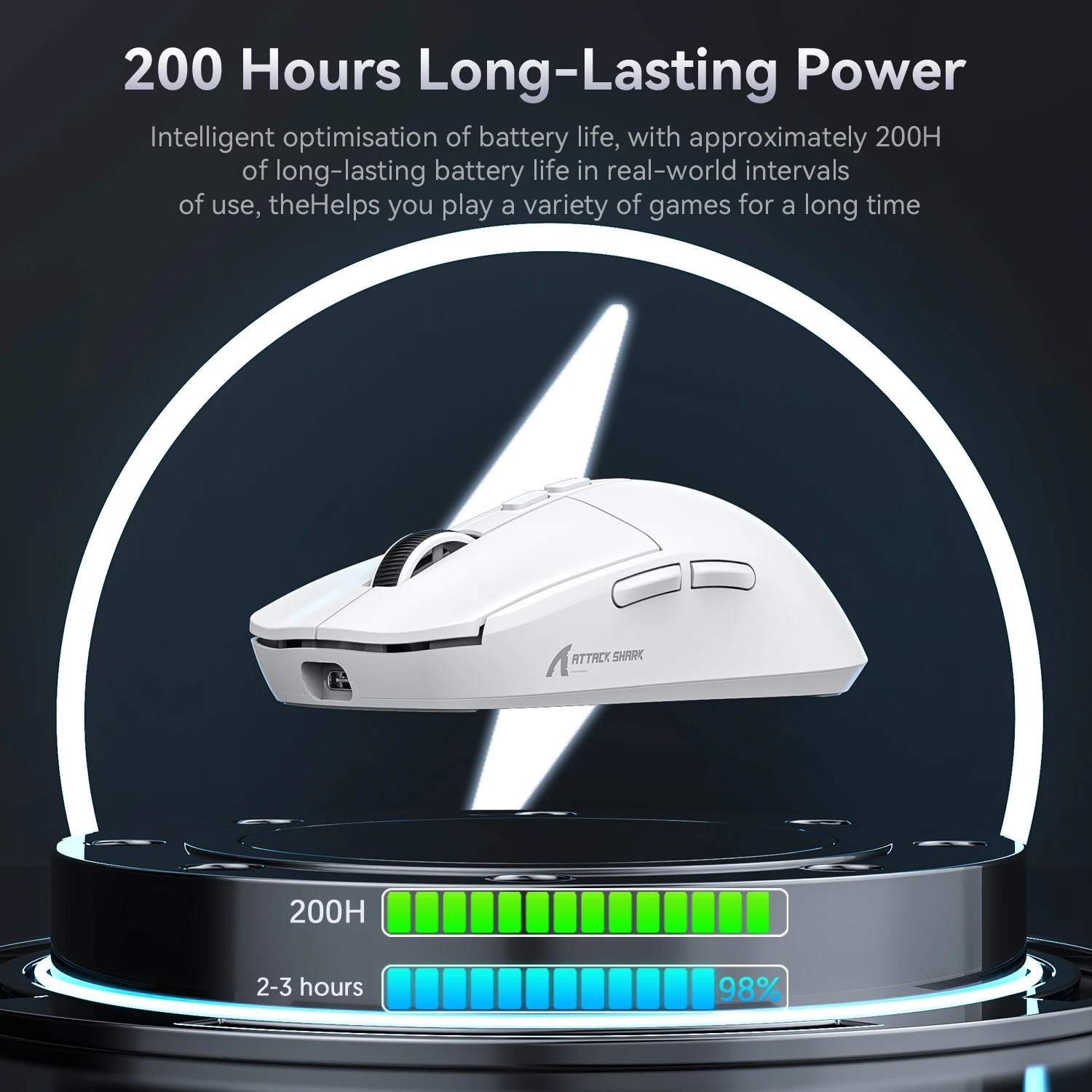 Mouse Gamer Ergonômico Attack Shark X6, Tri-Modo, DPI Ajustável — Informática