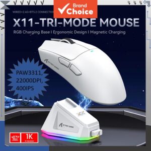 Mouse Gamer Leve Tri-Modo Attack Shark com PAW3311, 22000DPI, 400IPS