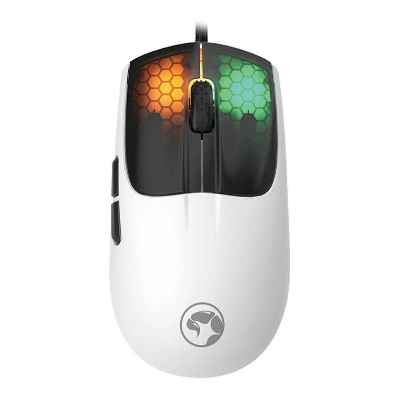 Mouse Gamer Marvo M727, RGB, 12000DPI, 6 Botoes, USB, Branco — Informática