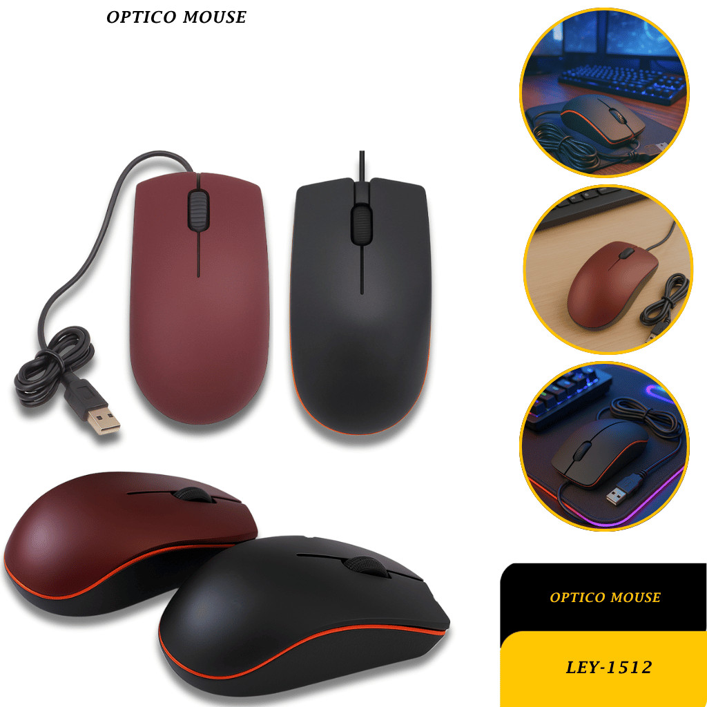 Mouse Óptico Básico Com Fio Usb Lehmox Premium — Informática