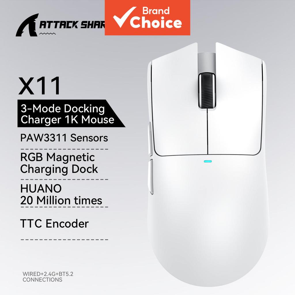 Mouse para eSports Attack Shark Ultra-Light Tri-Modo, sensor Paw3311