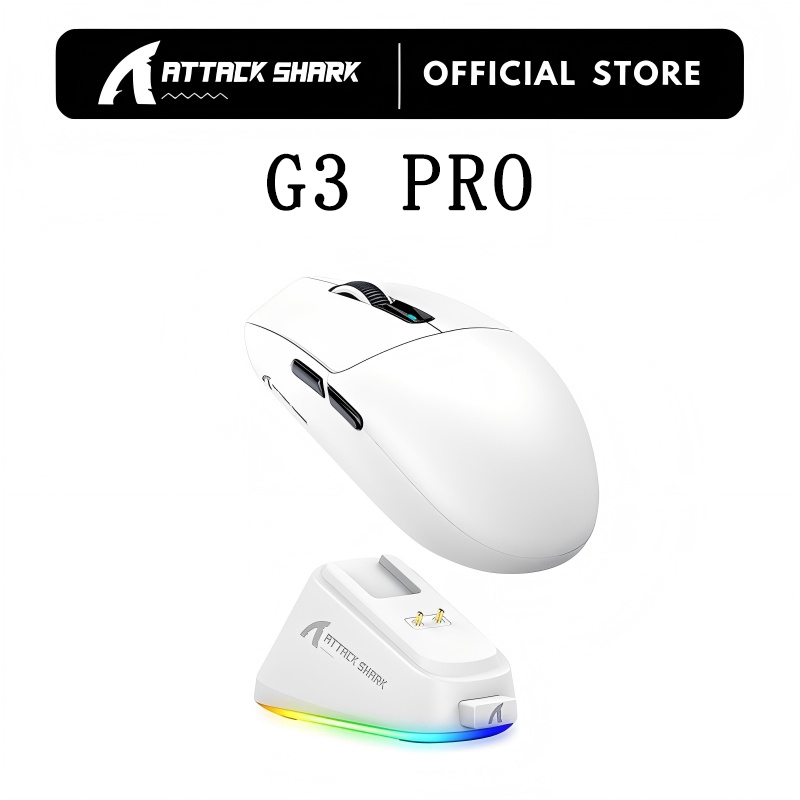 Mouse Para Jogos Sem Fio Attack Shark G3 Pro Tri-Modo 25000DPI Sensor