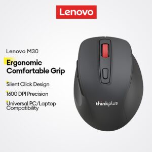Mouse Sem Fio Lenovo E Ergonômico De Escritório Com 1600 DPI Clique
