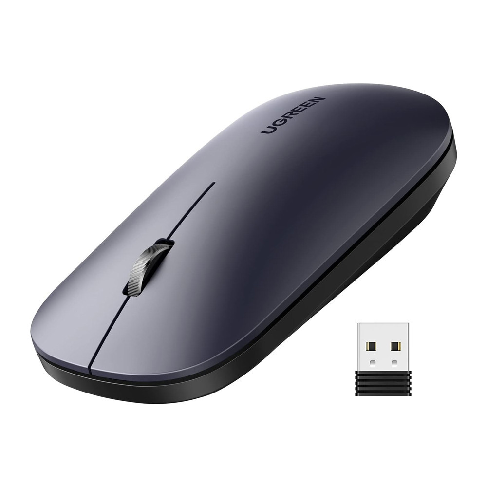 Mouse Sem Fio Ugreen 4000dpi 2.4GHz Cinza Preto