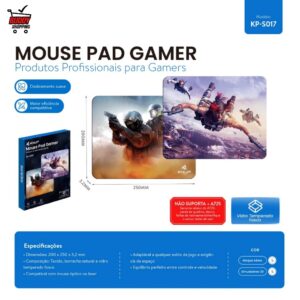 Mousepad Gamer Antiderratante Base Emborrachada Superficie Tecido — Informática