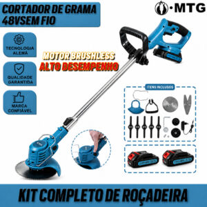 Mtg Aparador de Grama Elétrico Sem Escova 48V Haste Extensível Com 2