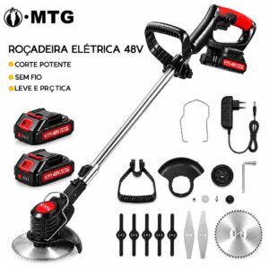Mtg Aparador de Grama Sem Fio 48V 6500mAh com 2 Baterias, Lâminas e