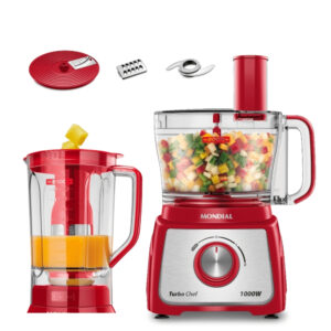 Multiprocessador Mondial 1000W Turbo Chef 5 em 1 Com Liquidificador