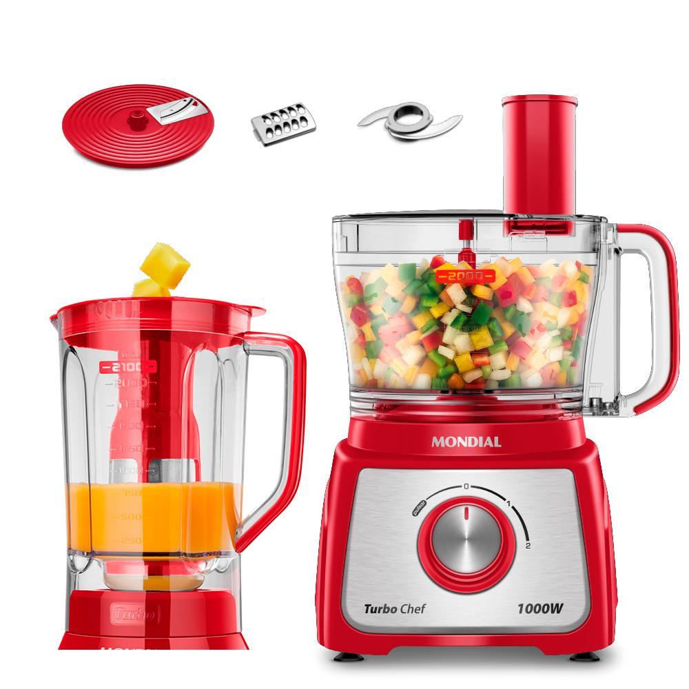 Multiprocessador Turbo Chef 5 em 1 Mondial Vermelho 1000W