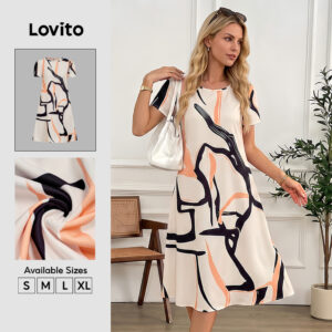 Nacional Lovito Curto Casual Vestido Feminino Em Crepe Modelo Básico